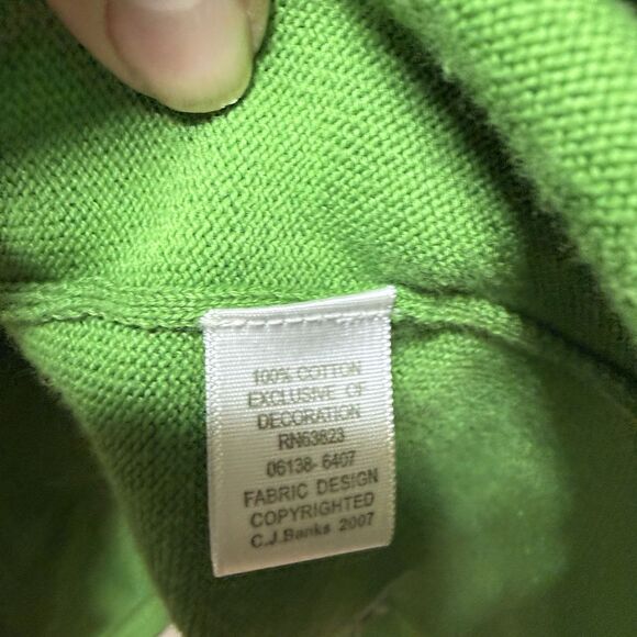 Vintage CJ Banks Cardigan 1X  Kelly Green Embroidered Sailboats Coastal Grandma - Picture 5 of 5